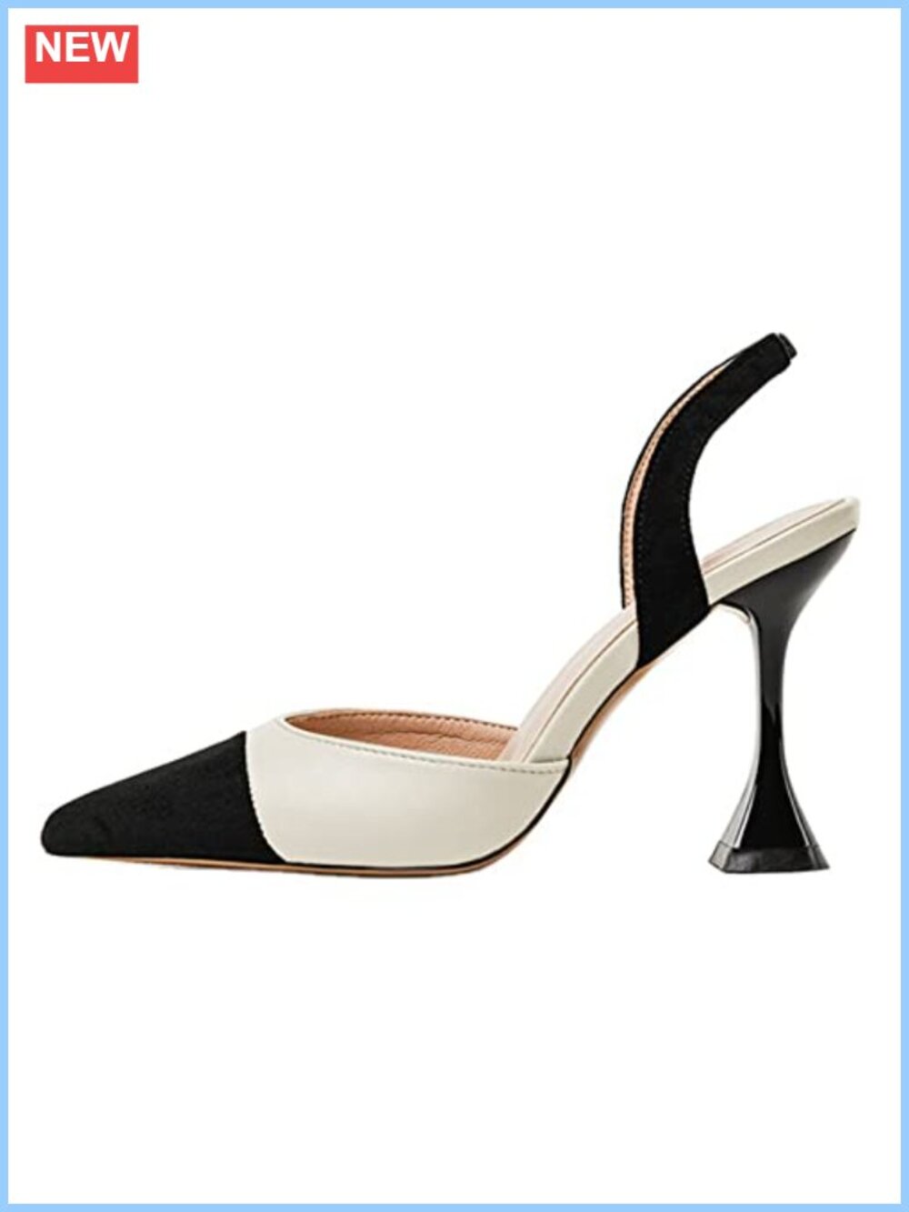 Women's Slingback Pumps Pointed Toe Stiletto Heels Faux Suede Patchwork Dress
